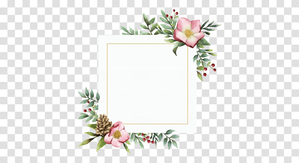 Watercolor Flower Frame Photo 977 Pngfilenet Free Hello Winter Watercolor, Graphics, Art, Floral Design, Pattern Transparent Png
