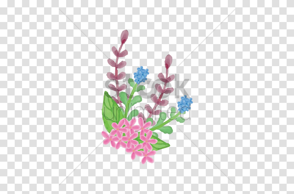 Watercolor Flower With Leaves Vector Image, Wand, Plant Transparent Png