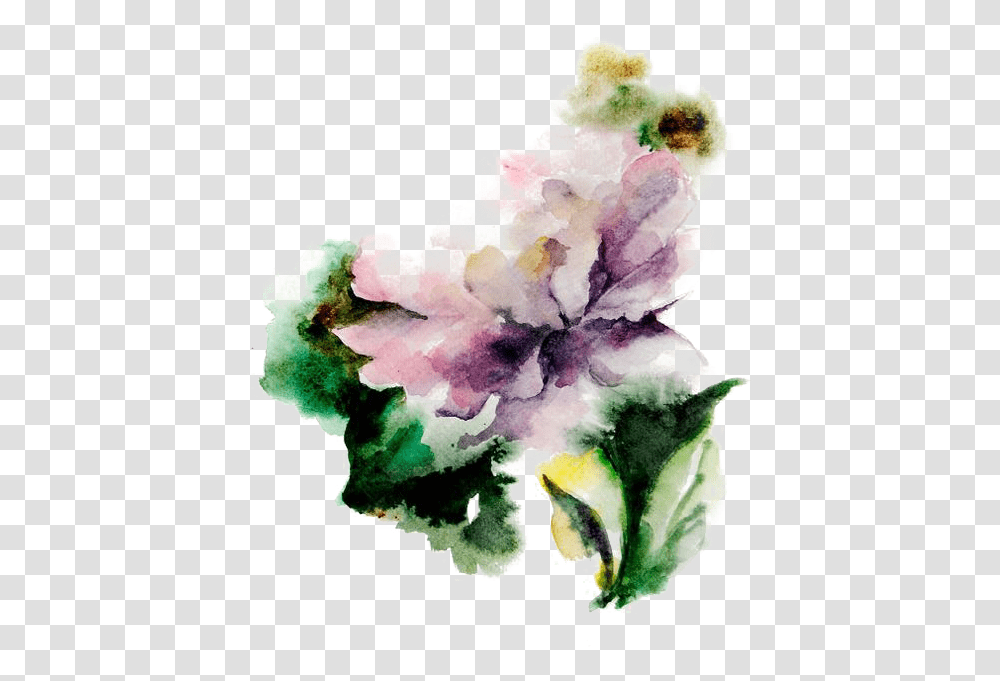 Watercolor Flowers Background, Modern Art, Canvas Transparent Png