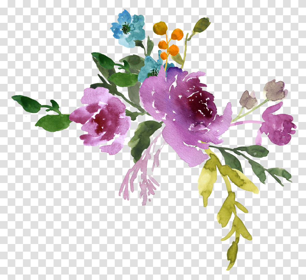 Watercolor Flowers Blue Purple Watercolor Flowers Transparent Png