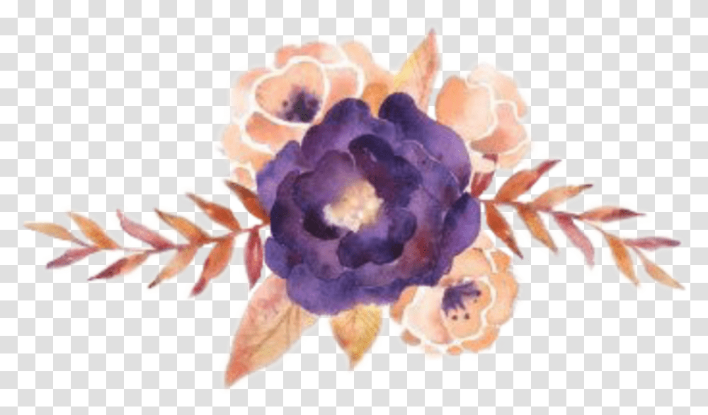 Watercolor Flowers Clipart Purple Gold Pretty Free Watercolor Flower Clipart Purple, Ornament, Accessories, Jewelry, Plant Transparent Png