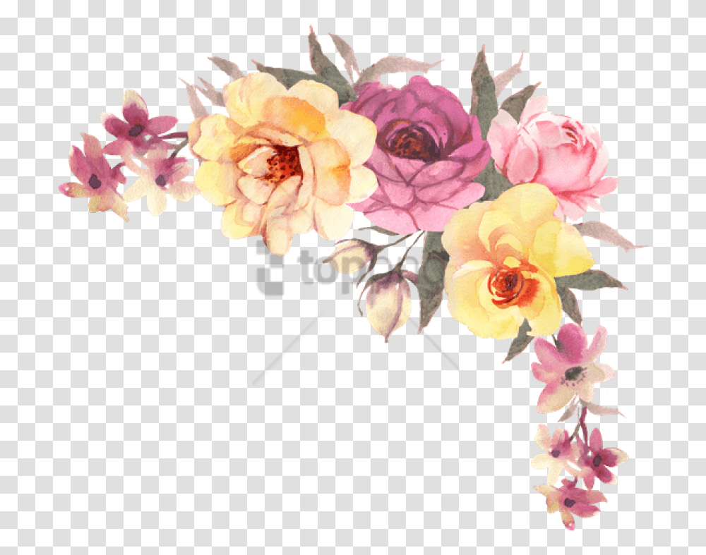 Watercolor Flowers Corner 2 Image Watercolor Flower Corner Background, Plant, Petal, Floral Design, Pattern Transparent Png