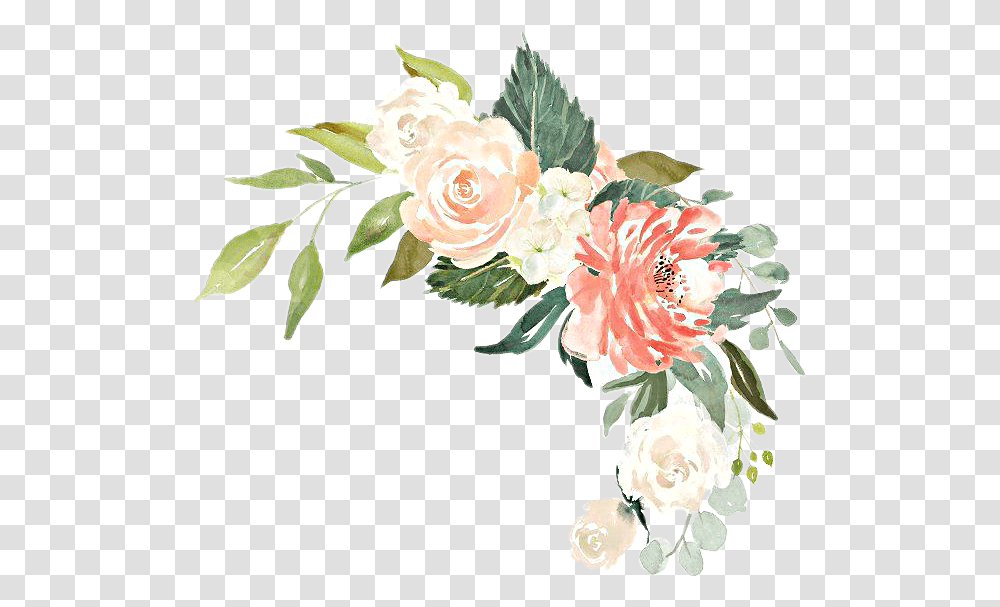 Watercolor Flowers Floral Bouquet Arrangement Cream Rose Watercolor, Floral Design, Pattern Transparent Png