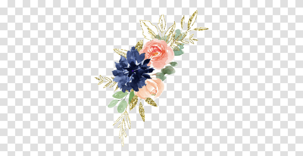 Watercolor Flowers Floral Sticker By Stephanie Blue And Peach Watercolor Flowers, Graphics, Art, Floral Design, Pattern Transparent Png