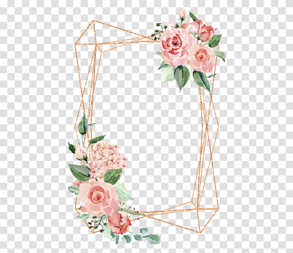 Watercolor Flowers Frame Geometric Shapes Geometricshapes, Plant, Rose, Blossom, Flower Arrangement Transparent Png