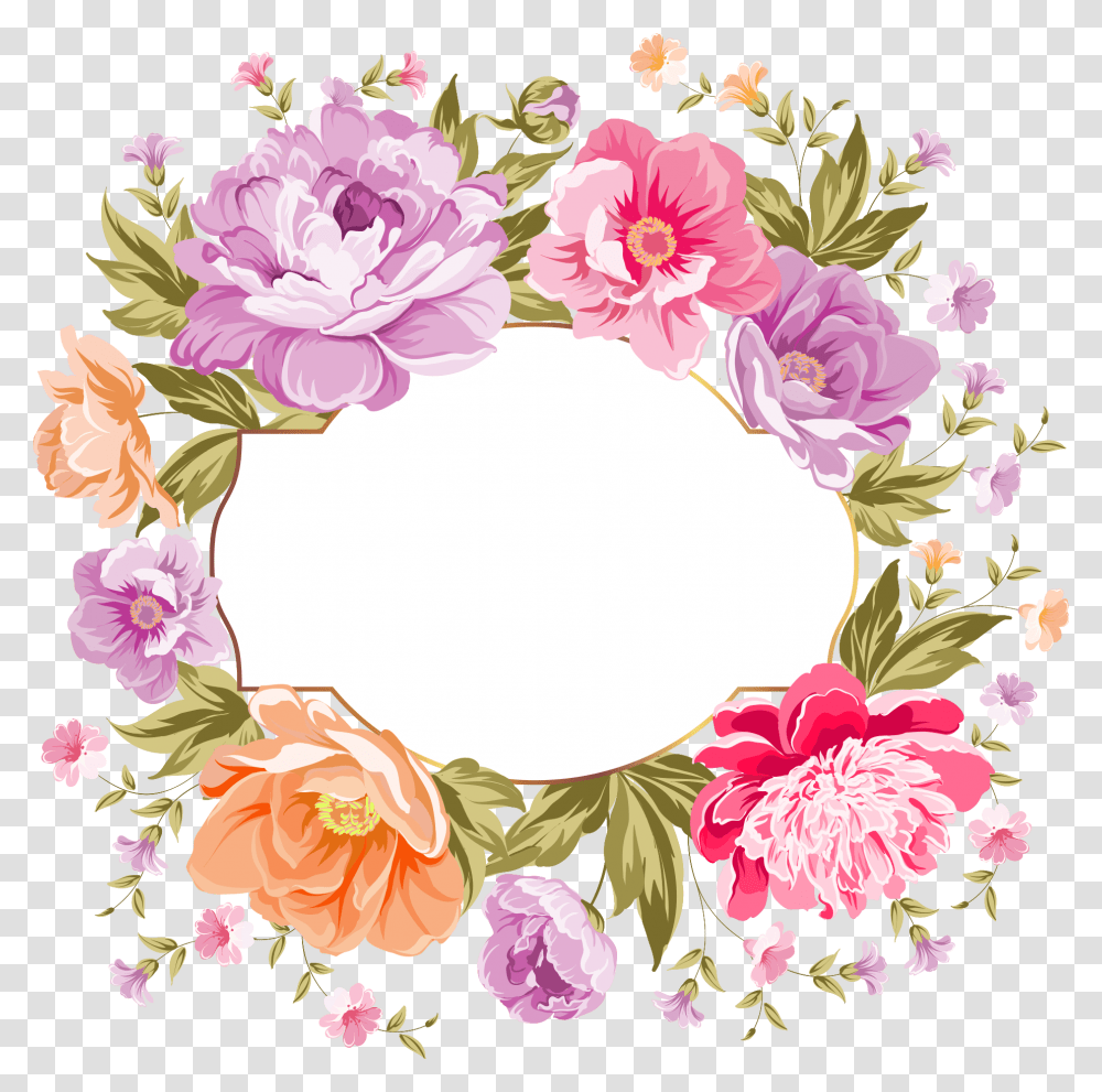 Watercolor Flowers Frames Background, Floral Design, Pattern Transparent Png