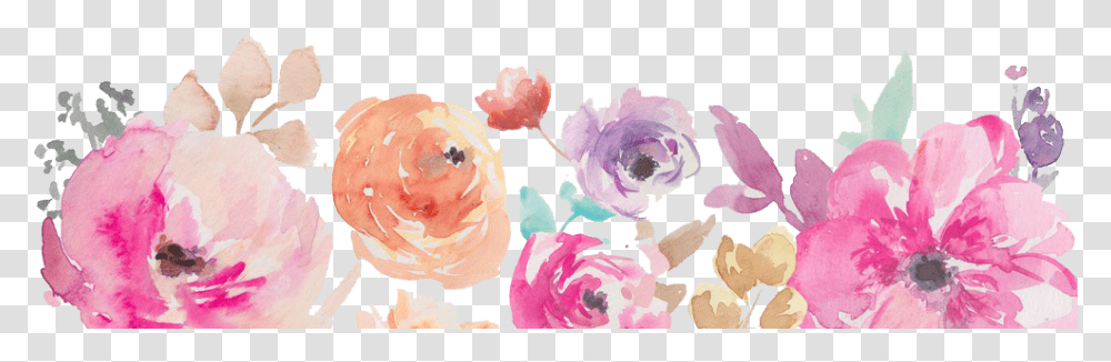 Watercolor Flowers Hd Flower Watercolor Border, Plant, Blossom Transparent Png