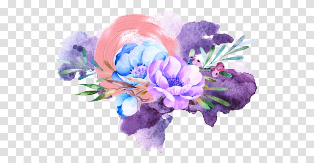 Watercolor Flowers Purple Pink Bluelight Aesthetic Stic Purple Flower Aesthetic, Graphics, Art, Floral Design, Pattern Transparent Png