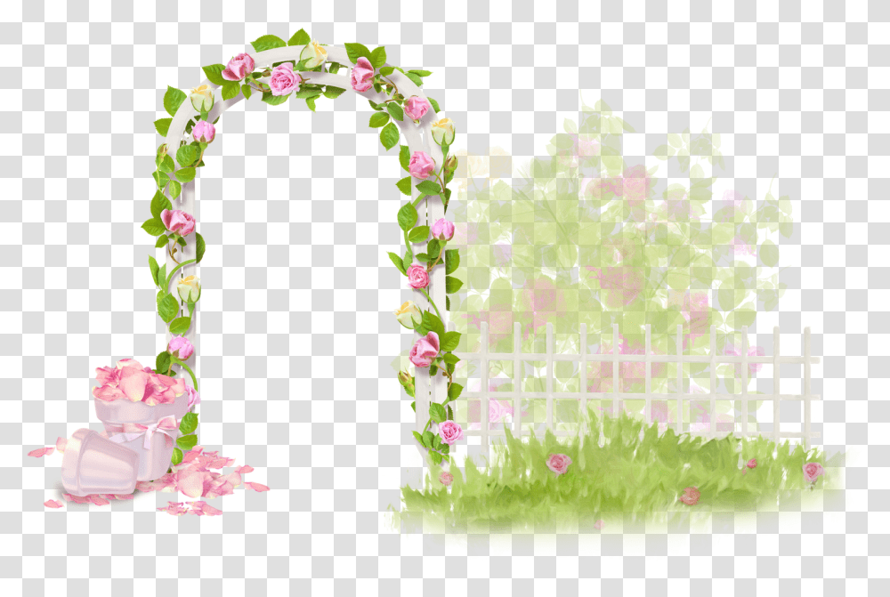 Watercolor Flowers Rosegarden Roses Rose Garden Arbor Clipart, Alphabet, Building Transparent Png