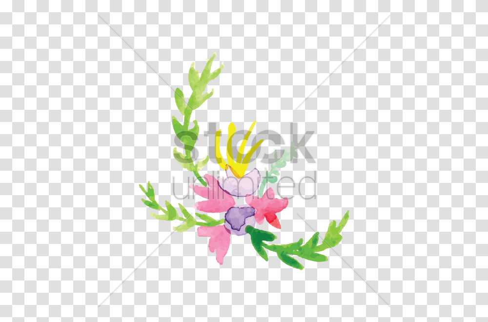 Watercolor Flowers With Leaves Vector Image, Floral Design, Pattern Transparent Png