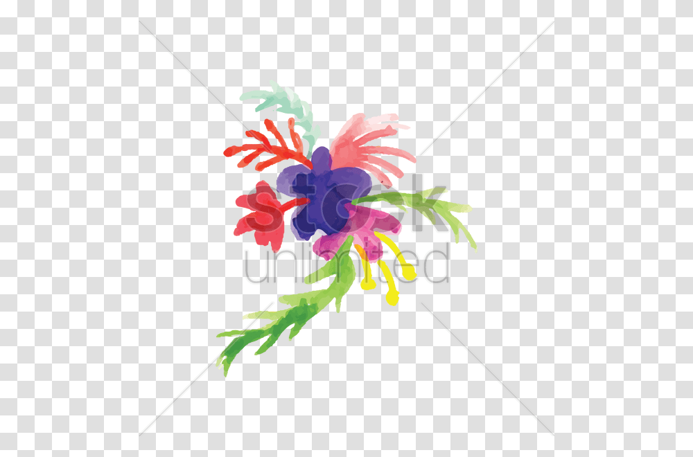 Watercolor Flowers With Leaves Vector Image, Floral Design, Pattern Transparent Png