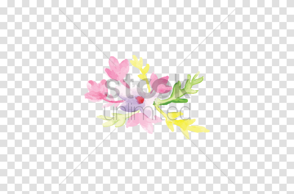 Watercolor Flowers With Leaves Vector Image, Plant, Floral Design Transparent Png