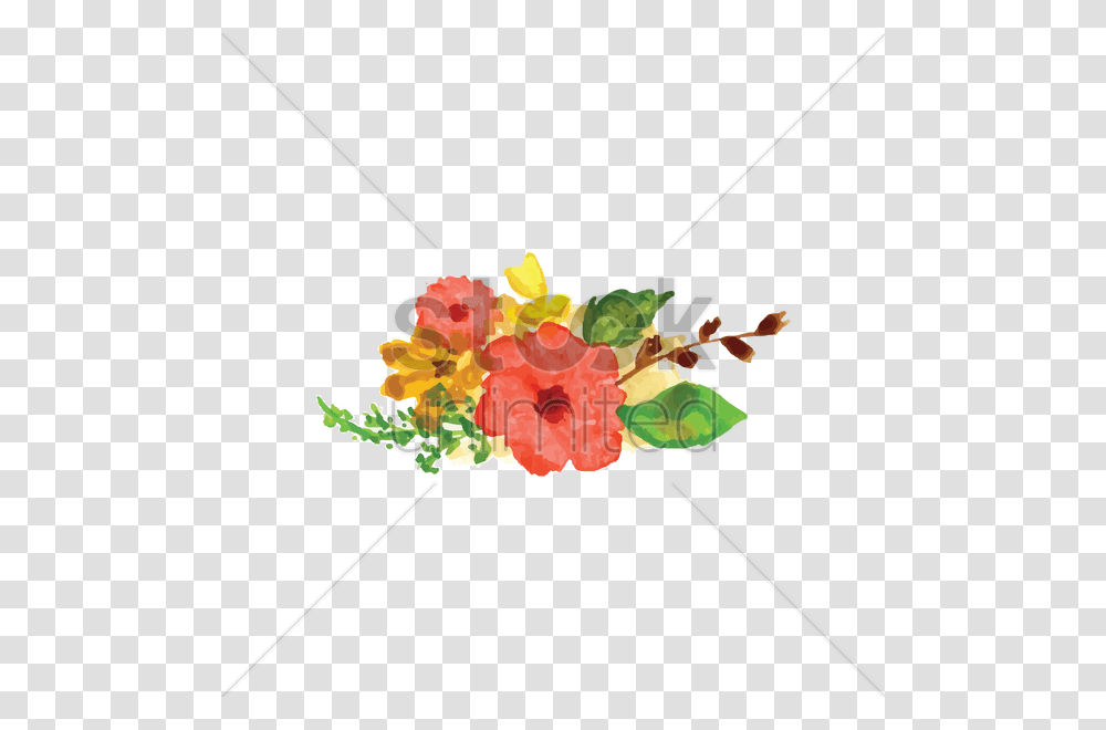 Watercolor Flowers With Leaves Vector Image, Wand, Incense Transparent Png