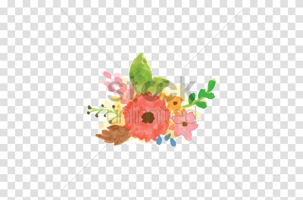 Watercolor Flowers With Leaves Vector Image, Wand, Pin Transparent Png
