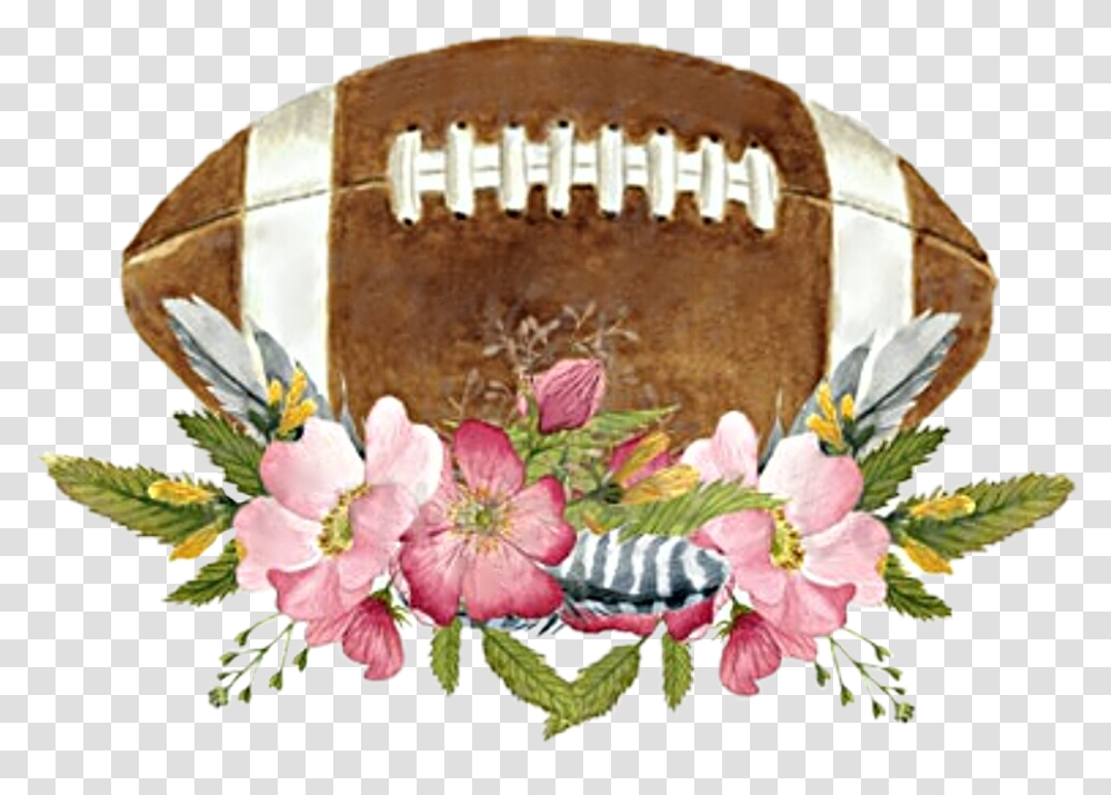 Watercolor Football Floral Flowers Decorative Watercolor Football American, Plant, Blossom, Birthday Cake, Dessert Transparent Png