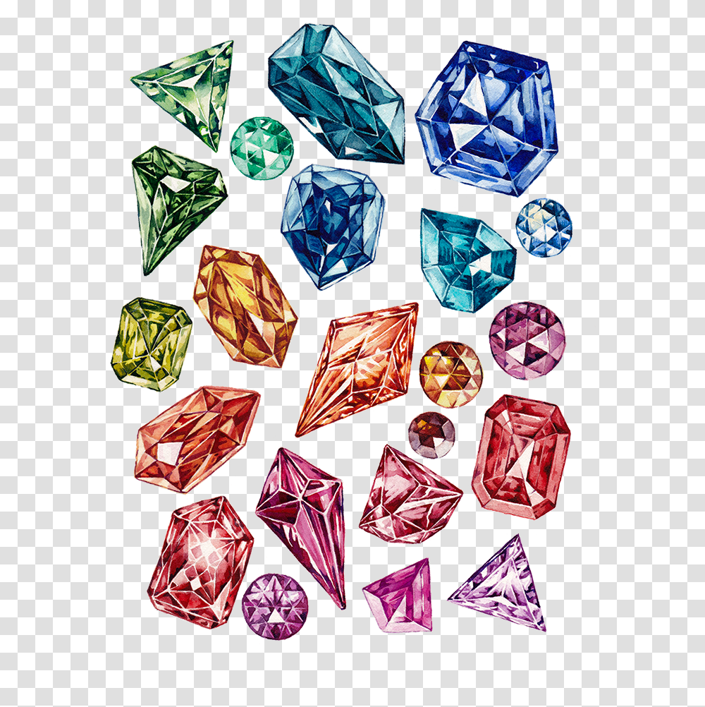 Watercolor Gems Crystal, Gemstone, Jewelry, Accessories, Accessory Transparent Png