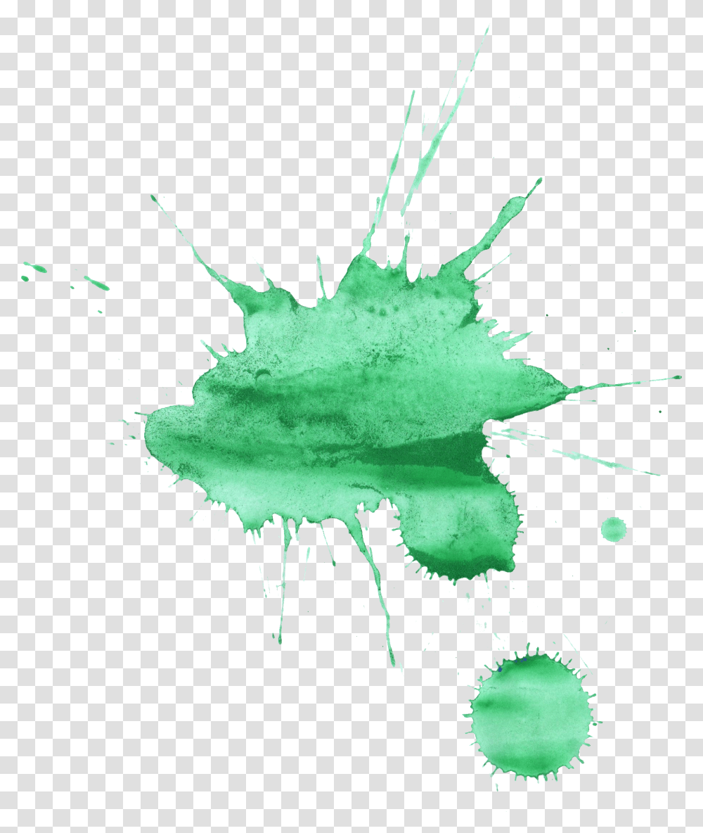 Watercolor Green Paint Splatter, Leaf, Plant Transparent Png