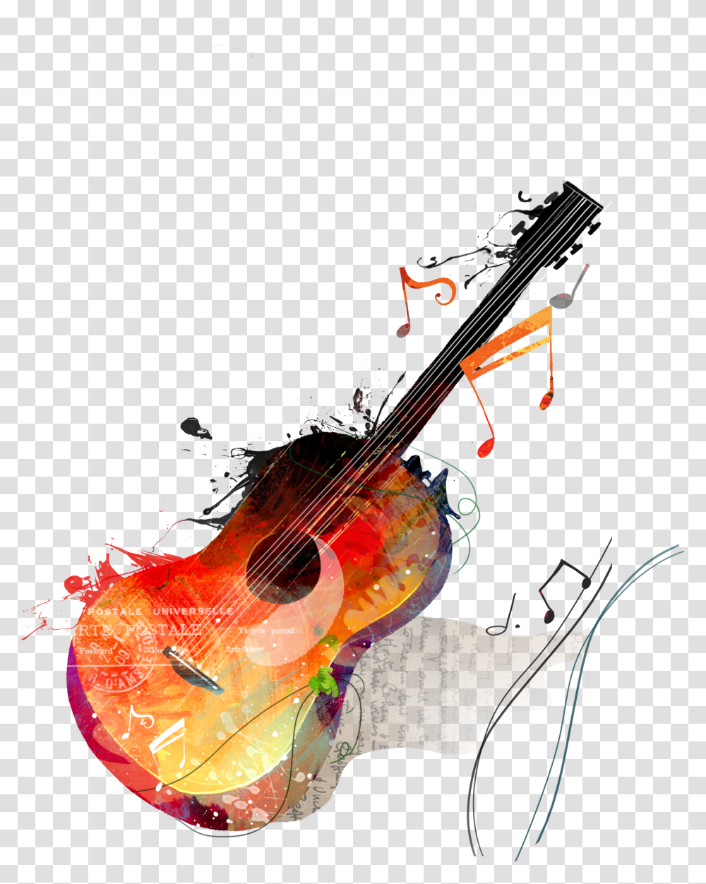 Watercolor Guitar Canvas Painting Drawing Free Clipart Musical Instruments, Leisure Activities, Cello, Violin, Fiddle Transparent Png