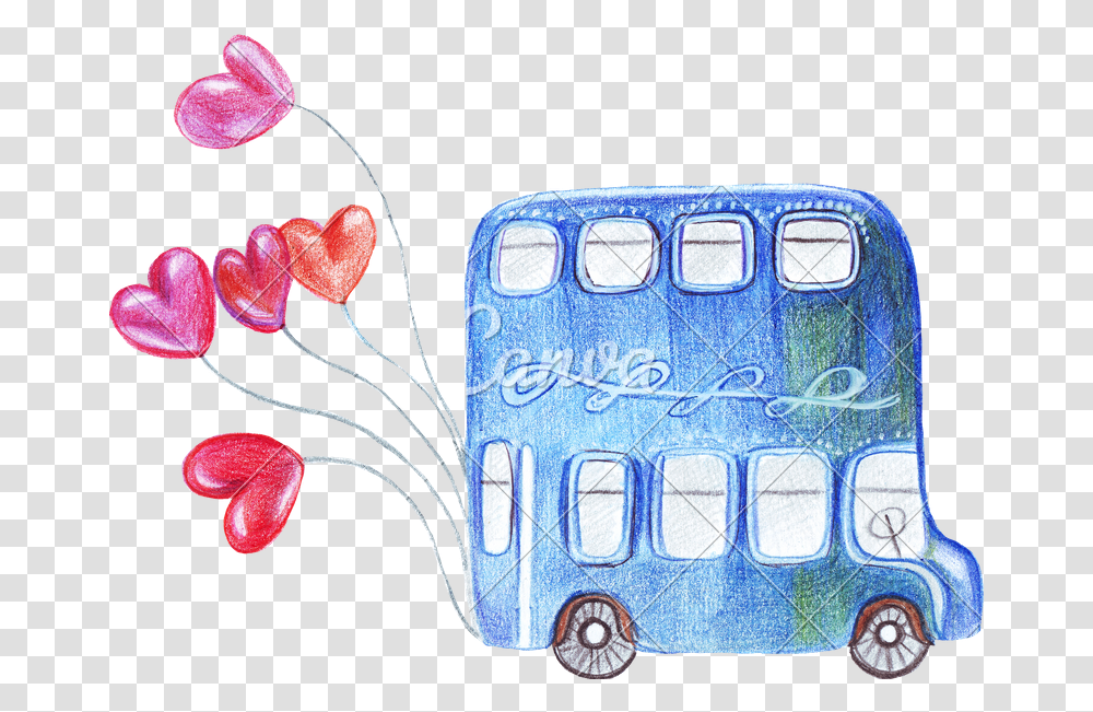 Watercolor Heart Dibujo Autobus Boda, Furniture, Nature, Outdoors, Cabinet Transparent Png