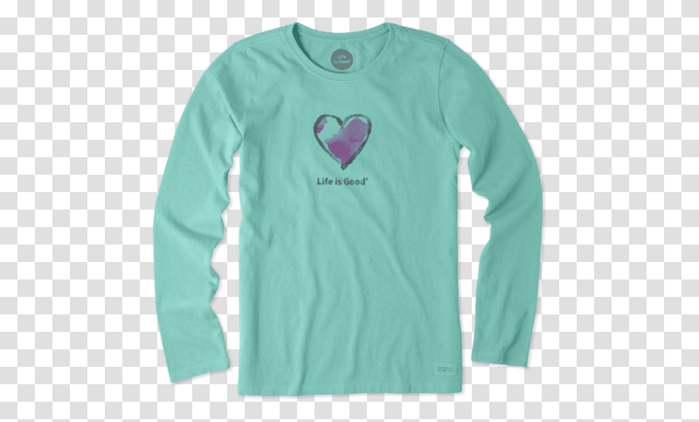 Watercolor Heart Long Sleeve Crusher Teelife Is Good, Clothing, Apparel, Sweatshirt, Sweater Transparent Png
