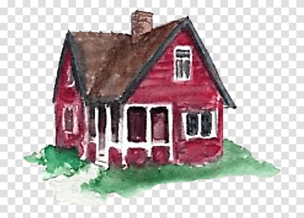 Watercolor House Cottage Home Homesweethome Red House, Housing, Building, Nature, Outdoors Transparent Png