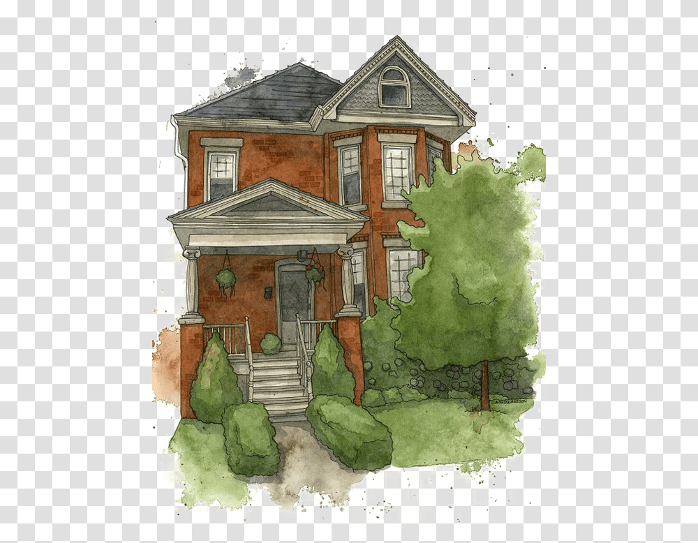 Watercolor House Painting Gratis Icon Free Clipart Watercolor House Sketch, Drawing, Doodle Transparent Png