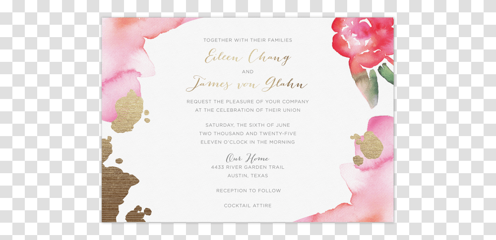 Watercolor Invitation Chloe Wedding Invitation, Person, Plant, Paper Transparent Png