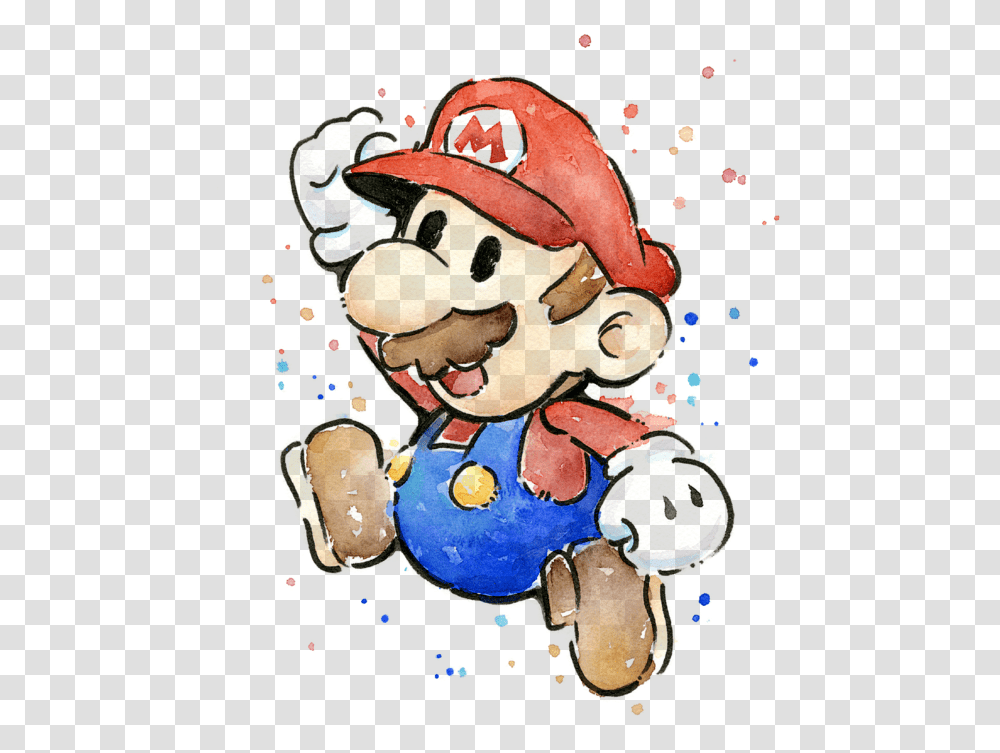 Watercolor Mario, Super Mario Transparent Png