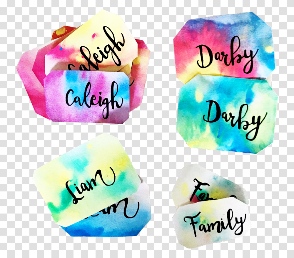 Watercolor Name Tags, Sweets, Food, Confectionery Transparent Png