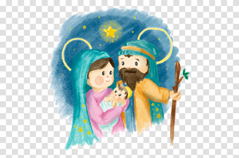 Watercolor Of Scene Jesus Nativity Christmas Nativity, Outdoors, Art, Nature, Toy Transparent Png
