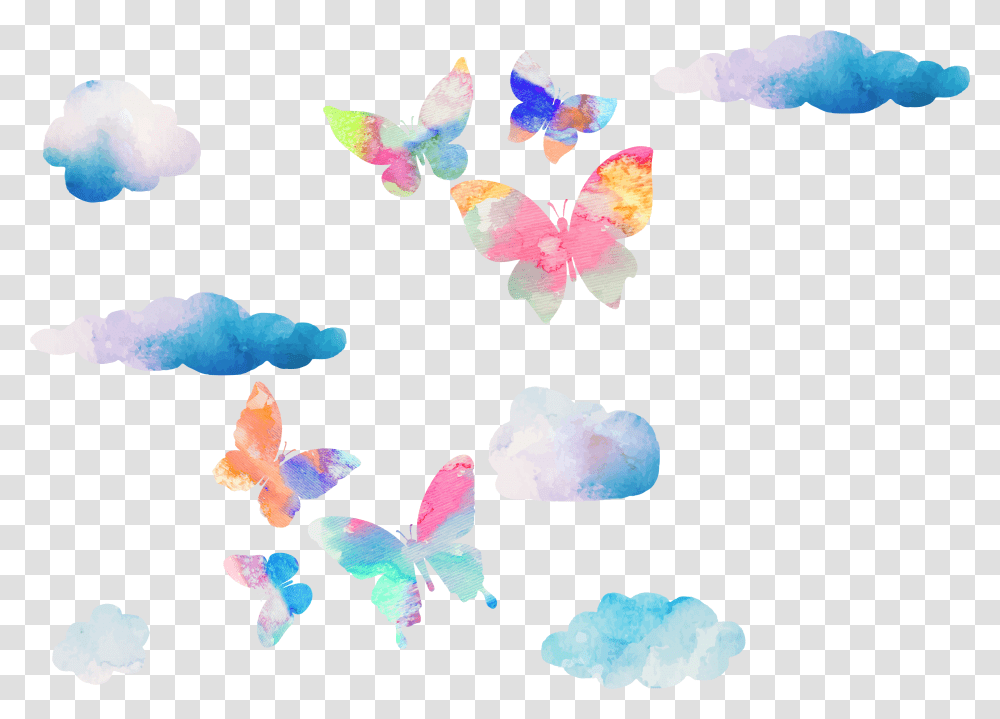 Watercolor Painting Euclidean Vector Watercolor Clouds Border, Petal, Flower, Plant, Blossom Transparent Png