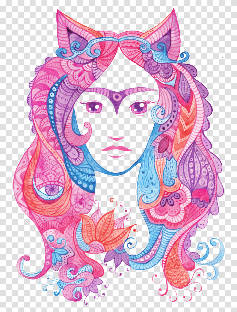 Watercolor Painting, Face, Pattern Transparent Png