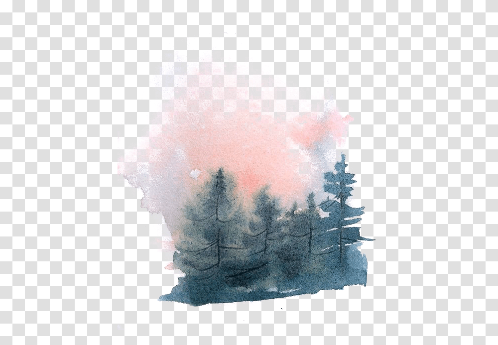 Watercolor Pine Forest Download Watercolor With Background, Art, Nature, Outdoors, Silhouette Transparent Png