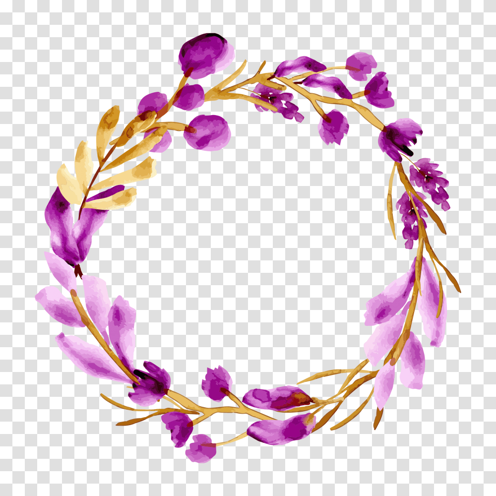 Watercolor Purple Flower Decoration Beautiful Border Designs, Petal, Plant, Blossom, Graphics Transparent Png
