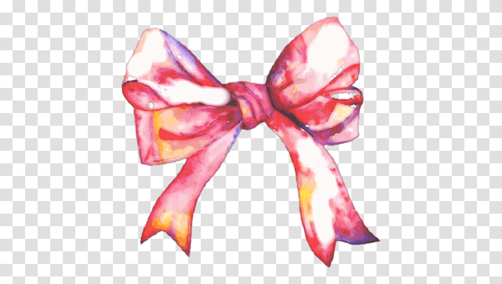 Watercolor Ribbon Bow Daylysticker Freetoedit Painting Watercolor Hair Bow, Sweets, Food, Confectionery, Animal Transparent Png