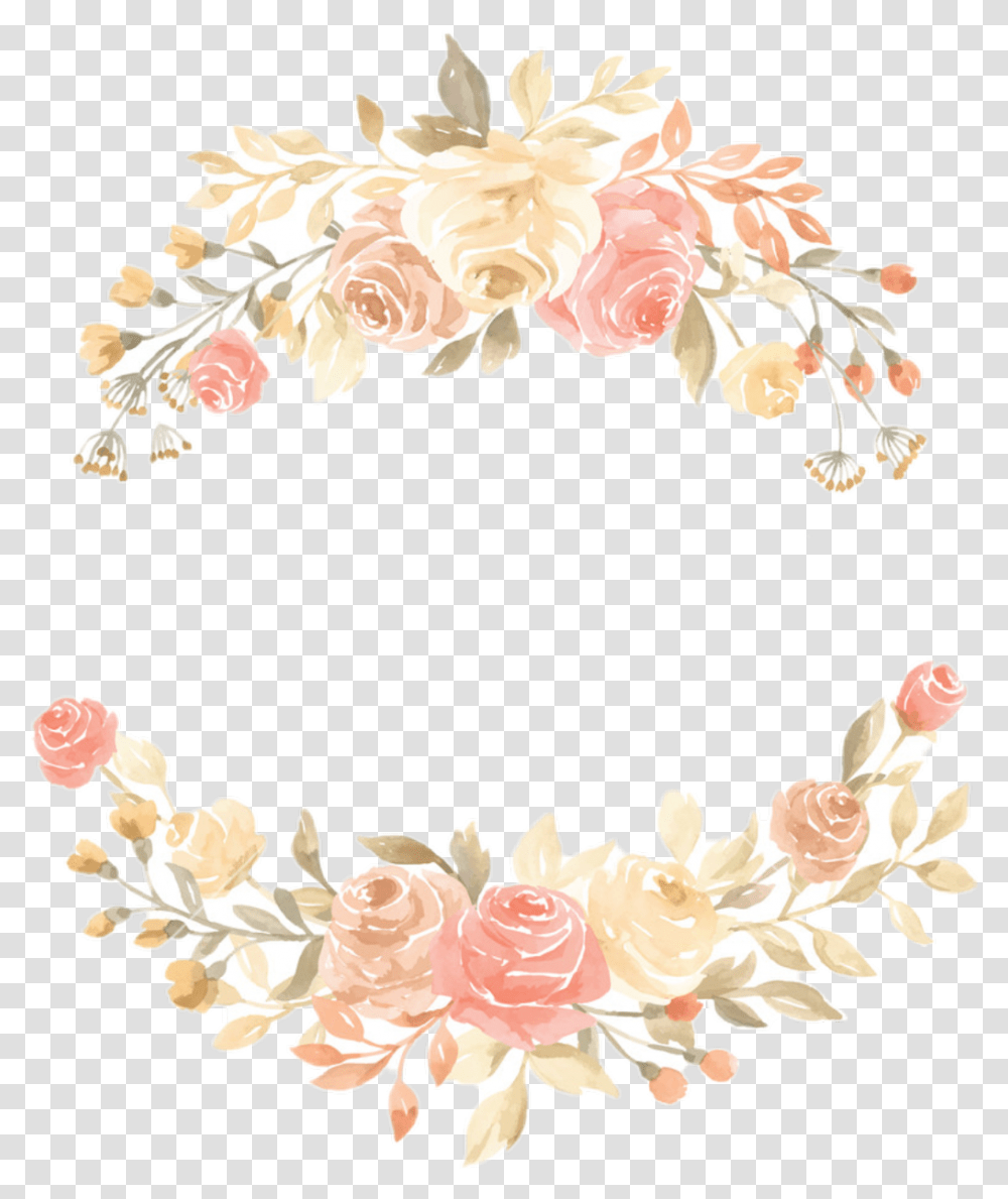 Watercolor Roses Flowers Floral Wreath Peach Hybrid Tea Rose, Floral Design, Pattern Transparent Png