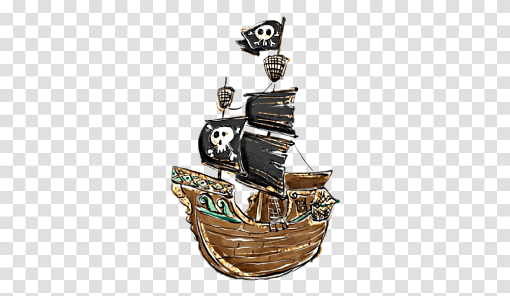 Watercolor Ship Pirateship Sticker By Stephanie Decorative, Birthday Cake, Tabletop, Furniture, Wedding Cake Transparent Png
