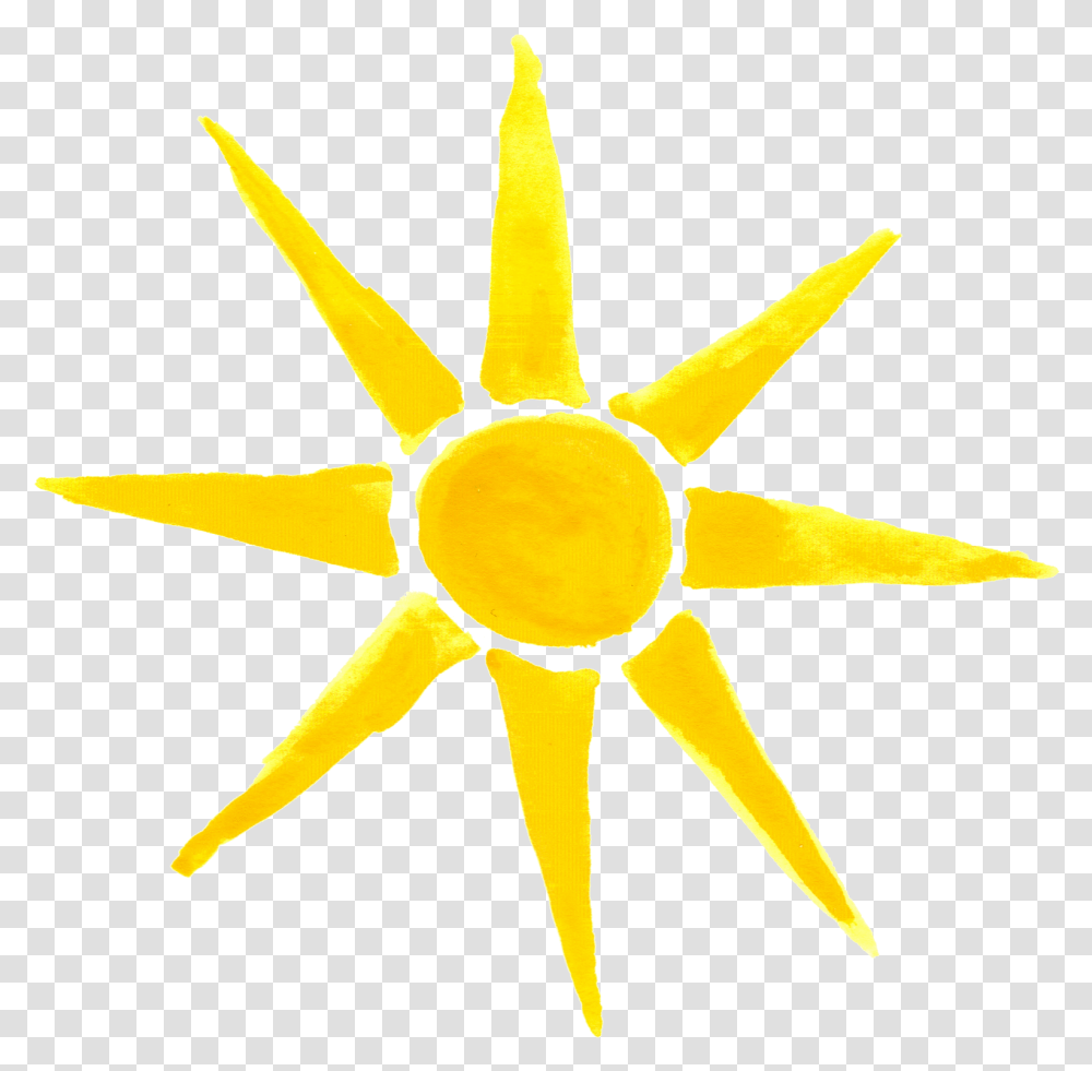 Watercolor Sun Onlygfxcom Watercolor Sun, Symbol, Star Symbol, Outdoors, Nature Transparent Png