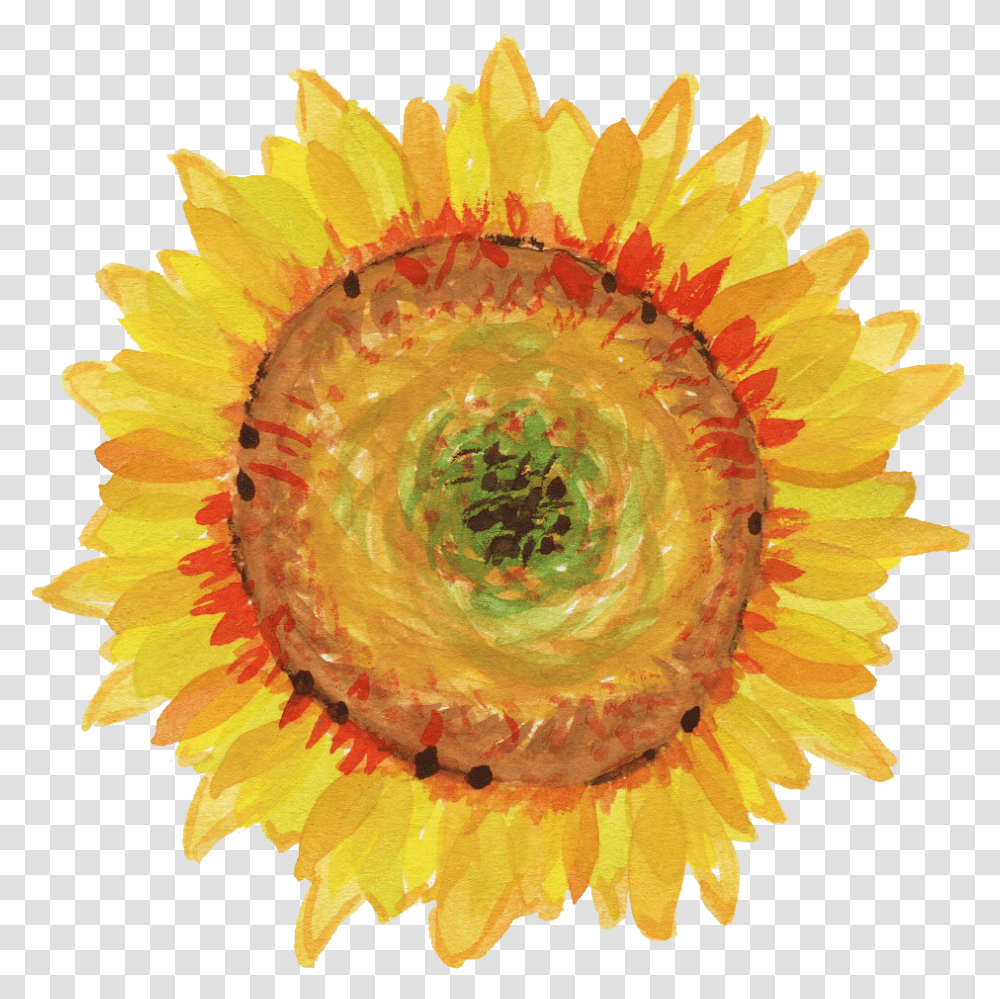 Watercolor Sunflower Girasol Acuarela, Plant, Blossom, Pattern, Ornament Transparent Png