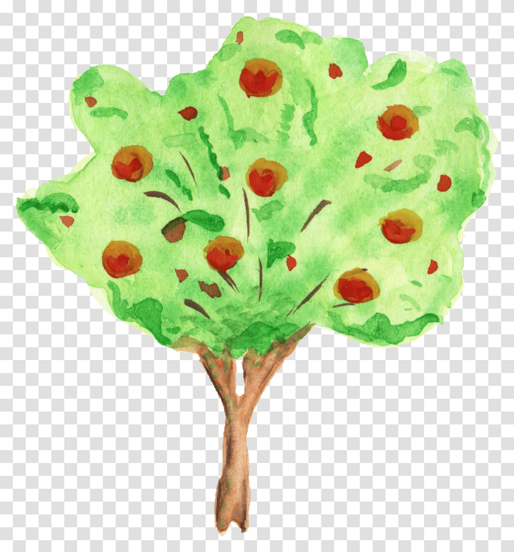 Watercolor Tree Watercolor Fruit Trees, Plant, Geranium, Flower, Blossom Transparent Png