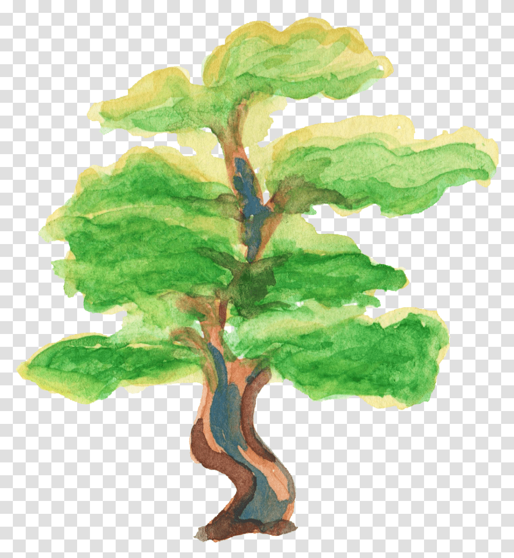 Watercolor Tree Watercolor Painting, Plant, Leaf, Grass, Produce Transparent Png