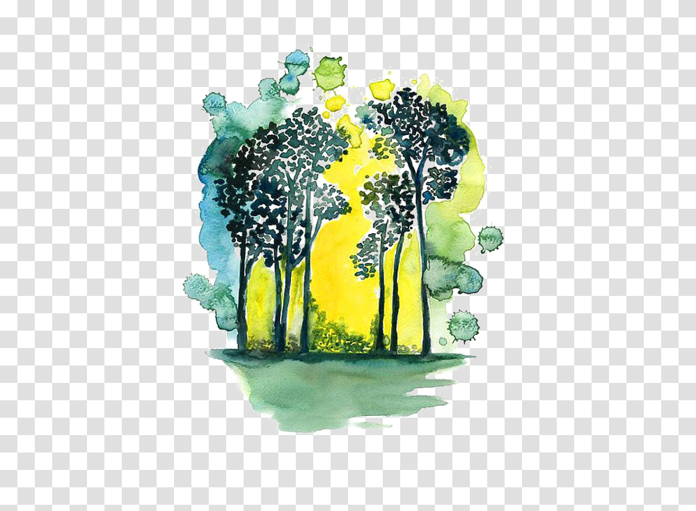 Watercolor Trees Watercolor Painting, Modern Art, Poster Transparent Png