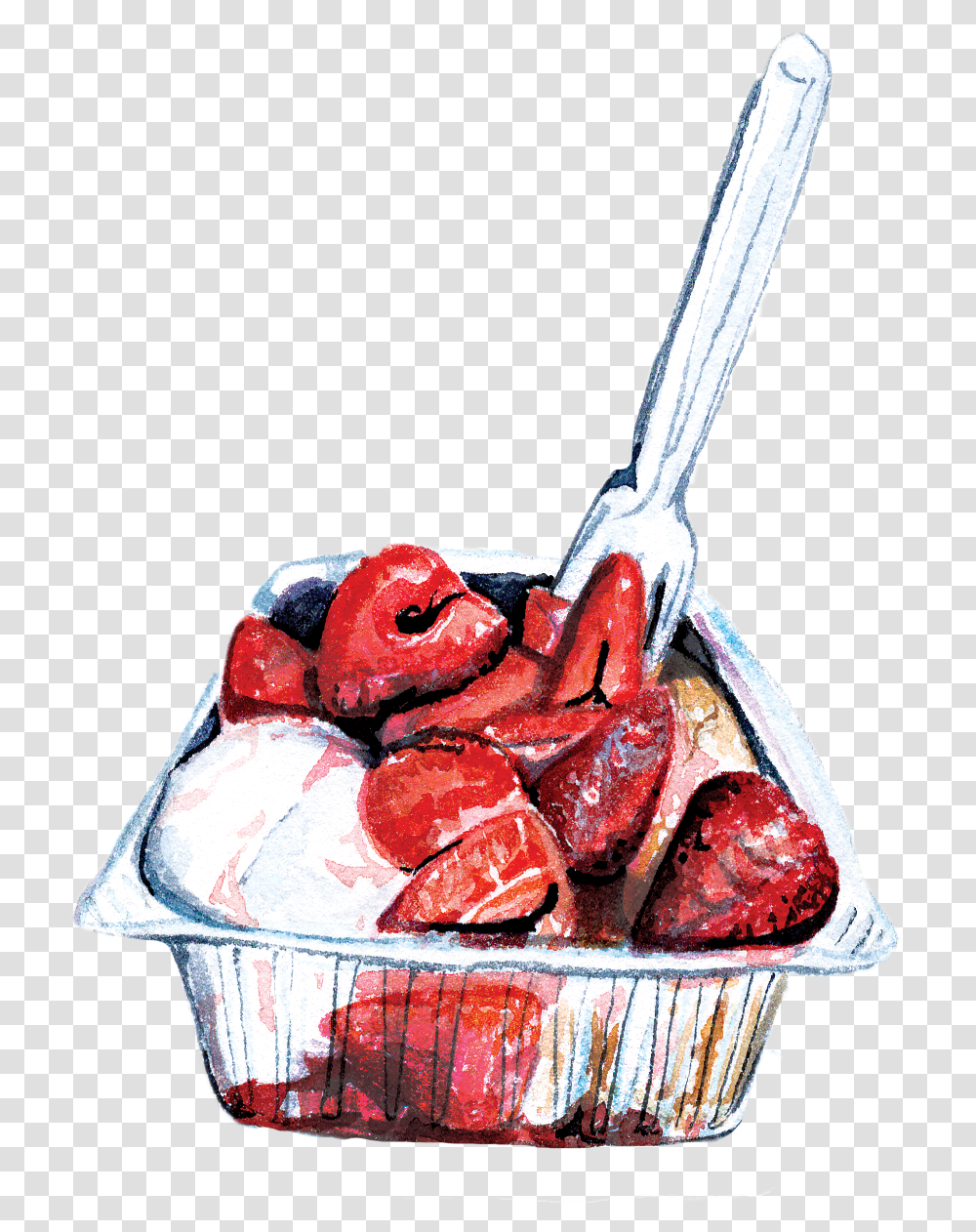Watercolor - Katie Napoli Strawberry Shortcake, Cream, Dessert, Food, Creme Transparent Png