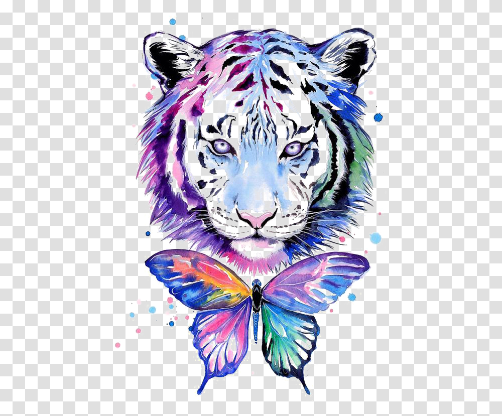Watercolor White Tiger Tiger Art, Advertisement, Collage, Poster Transparent Png