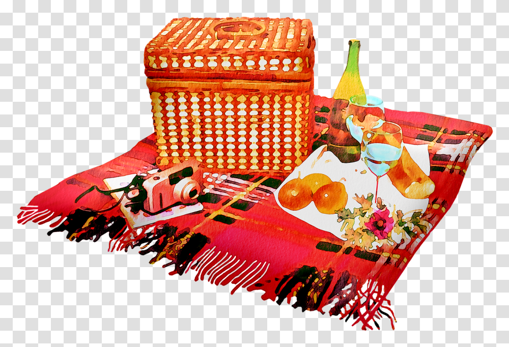 Watercolor Wine Picnic Basket Free Image On Pixabay Box, Birthday Cake, Dessert, Food, Treasure Transparent Png
