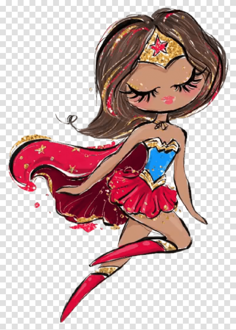 Watercolor Wonderwoman Wonder Woman Girl Superhero Cost Watercolor Superhero Girls, Dance Pose, Leisure Activities Transparent Png