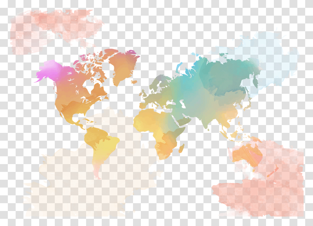 Watercolor World Map Free World Map Watercolor Free, Diagram, Plot, Atlas, Art Transparent Png