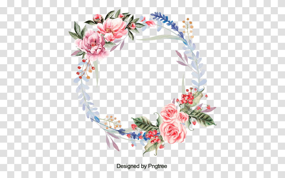 Watercolor Wreath Flower, Floral Design, Pattern Transparent Png