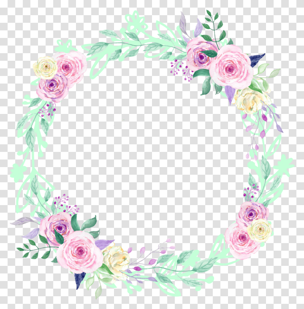 Watercolor Wreath Flowers Floral Decorative Garden Roses, Floral Design, Pattern, Graphics, Art Transparent Png