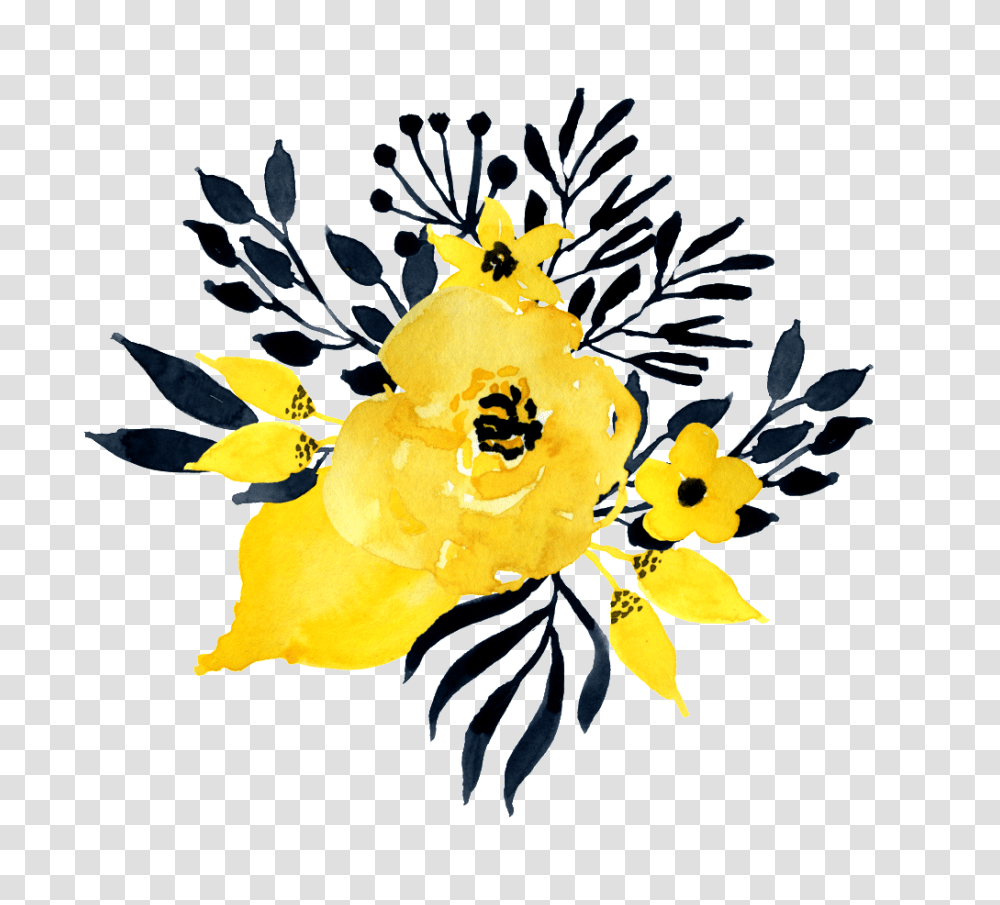 Watercolor Yellow Flower Pattern Free Download Vector, Floral Design, Plant Transparent Png
